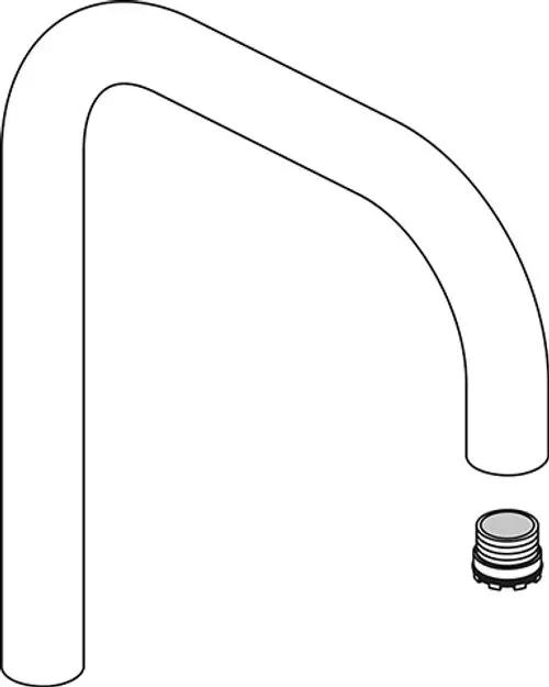 U-Auslauf von Ideal Standard mit gebogenem Auslauf und einem anschließenden Anschlussstück, geeignet für Wasserleitungen oder Armaturen.